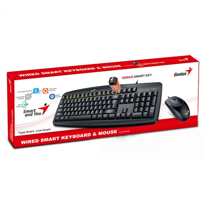 купить Клавиатура + Мышь Genius RS2,Smart KM-200,BLK,USB,KAZ 31330003411 в Алматы