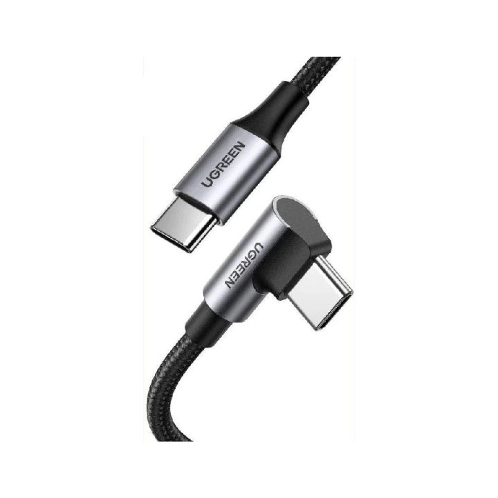 купить Кабель UGREEN US334 USB-C 2.0 to Angled USB-C M/M Cable Aluminium Shell with Braided 1m (Black) в Алматы