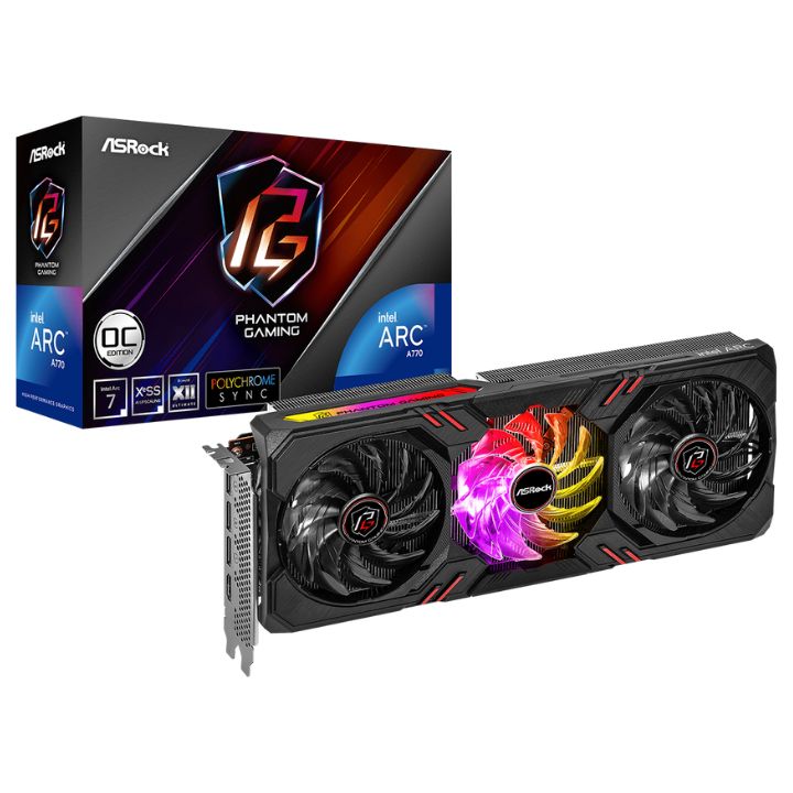 купить Видеокарта AsRock Intel Arc A770 Phantom Gaming D 8G OC, 8GB GDDR6 256 bit 3xDP A770 PGD 8GO в Алматы