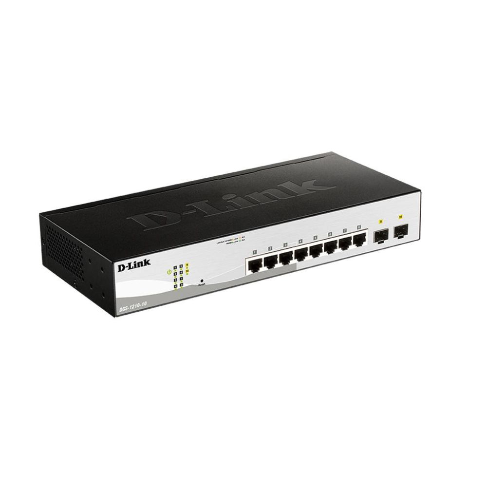 Купить Switch 8 port D-Link DGS-1210-10/F1A, 8x10/100/1000 Мбит/с, 2xGigabit Ethernet SFP в Алматы