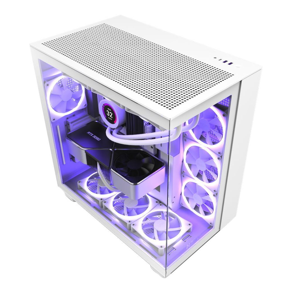 купить Корпус&nbsp;NZXT H Series H9 Flow Edition ATX Mid Tower Chassis All White&nbsp;CM-H91FW-01 в Алматы