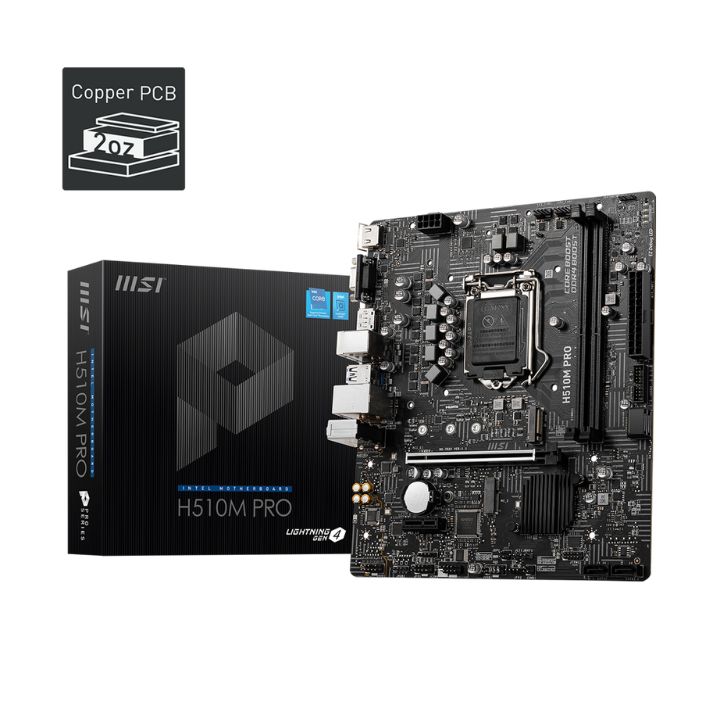 купить Материнская плата MSI H510M PRO LGA1200 iH510 2xDDR4 4xSATA3 2xM.2 VGA HDMI mATX в Алматы