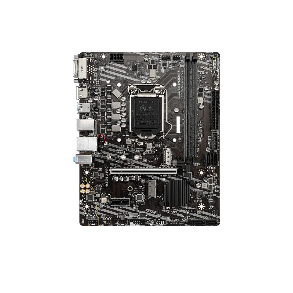 Купить Материнская плата MSI H410M-A PRO LGA1200 iH410 2xDDR4 4xSATA3 2xM.2 DVI HDMI mATX в Алматы