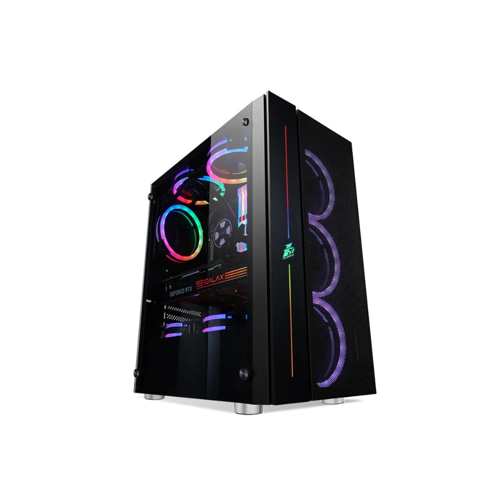 Купить Корпус 1Stplayer BLACK.SIR B7, Midi Tower, ATX, Black, 2x3.5*/2x2.5*, 2xUSB2.0, USB3.0, RGB в Алматы