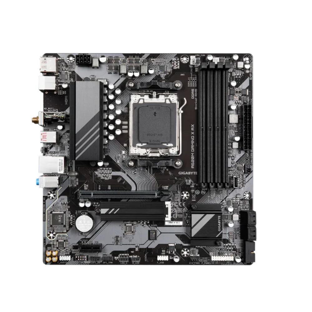 Купить Матплата Gigabyte A620M Gaming X AX, AM5, mATX, 4DDR-5, 1xPCI-Ex16, 4SATA, 1xM.2, HDMI, DP, 11USB в Алматы