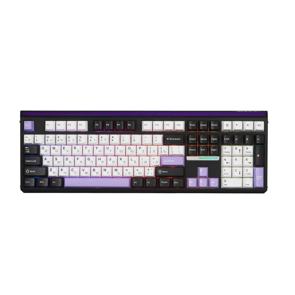 Купить Клавиатура AULA H108, White+Black+Blue, mechanical, EN/RU/KZ, 2.4/BT/USB-C в Алматы