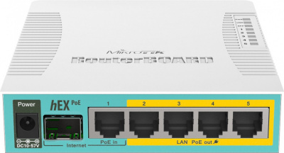 купить Маршрутизатор MikroTik RB960PGS hEX PoE  with 800MHz CPU, 128MB RAM, 5x Gigabit LAN (four with PoE out), USB, RouterOS L4, plastic case and PSU в Алматы