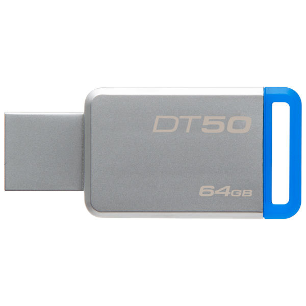 купить USB-накопитель, Kingston, DT50 64GB, USB 3.1, 5 Мб/сек, Серибристо-синий в Алматы