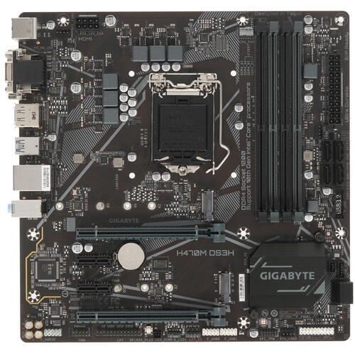 купить Материнская плата Gigabyte H470M DS3H LGA1200 4xDDR4 6xSATA RAID 2M.2 D-Sub DVI HDMI DP mATX в Алматы