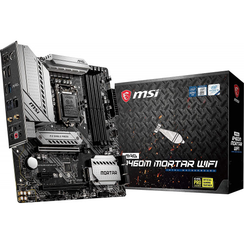 купить Материнская плата MSI MAG B460M MORTAR WIFI LGA1200 B460 4xDDR4 6xSATA3 RAID 2xM.2 HDMI DP mATX в Алматы