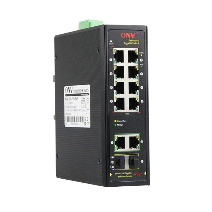 купить Коммутатор PoE индустриальный 8-портовый ONV IPS31128PFB <8 портов 10/100Mbps, 2*10/100/1000M uplink RJ45 ports and 2*1000M uplink SFP> в Алматы