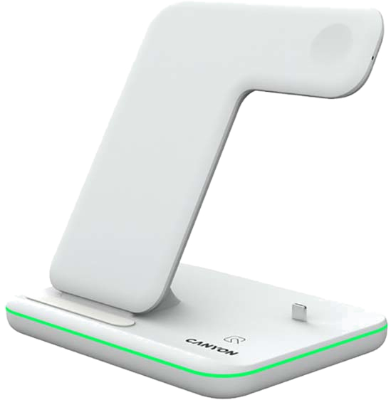купить CANYON WS-302 3in1 Wireless charger, with touch button for Running water light, Input 9V/2A, 12V/2A, Output 15W/10W/7.5W/5W, Type c to USB-A cable length 1.2m, 137*103*140mm, 0.22Kg, White в Алматы