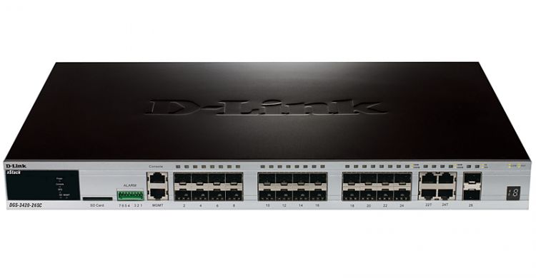 купить D-Link DGS-3420-26SC Комм-р управ-й гигабитный 24xSFP L2+, 4xCombo SFP / 1000BaseT, 2xSFP+, 19** /  в Алматы