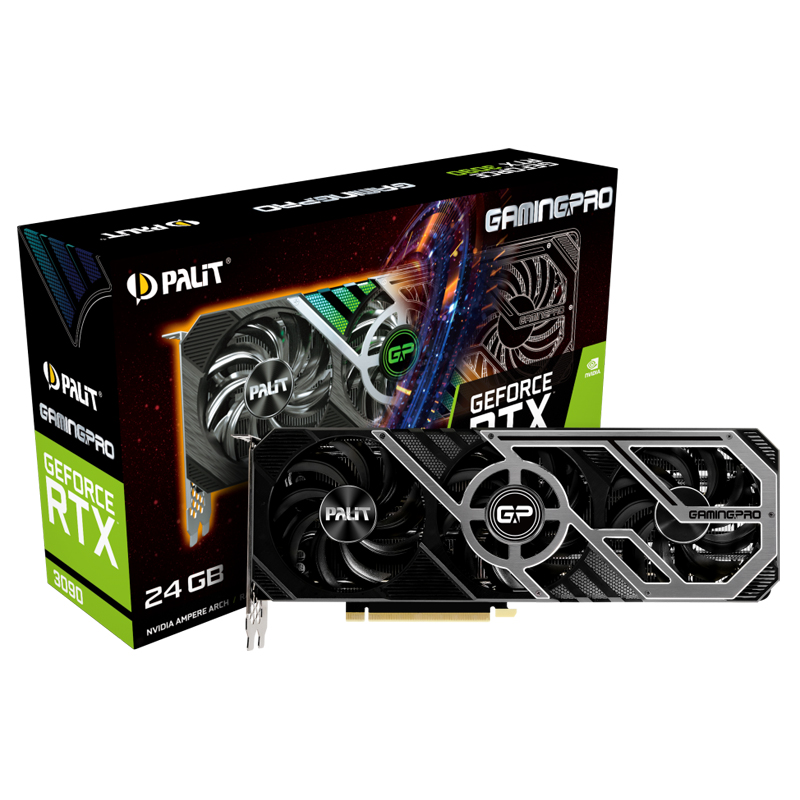 купить 24GB RTX 3090 GDDR6X 384-bit 1395/1695 MHz, DPx3, HDMI, PCIe4.0, PALIT RTX3090 GAMINGPRO 8G  в Алматы