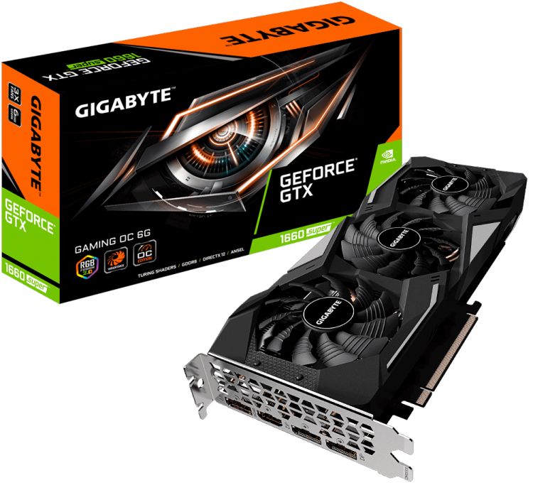 купить Видеокарта Gigabyte GTX 1660, GV-N166SGAMING OC-6GD, 6GB GDDR5 192bit, Windforce 3xFan, 3xDP, HDMI BOX в Алматы