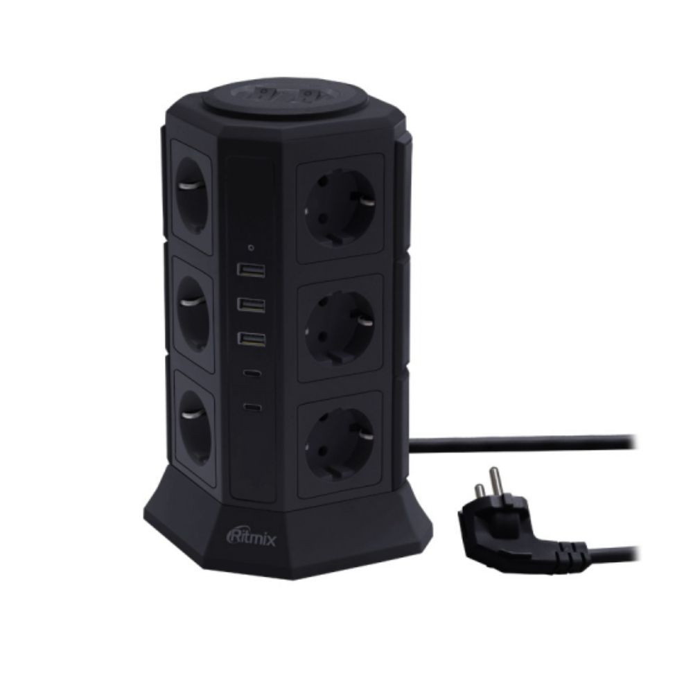 купить Сетевой фильтр Ritmix RM-2123C черный в Алматы