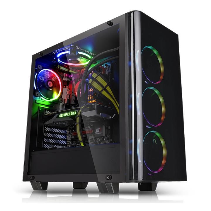купить Компьютерный корпус, Thermaltake, View 21 TG, CA-1I3-00M1WN-00, ATX/Micro ATX, USB2*3.0, HD-Audio Mic, Контроллер , Кулер 12см, Кулер 12см LED, Без Б/П, Чёрный в Алматы