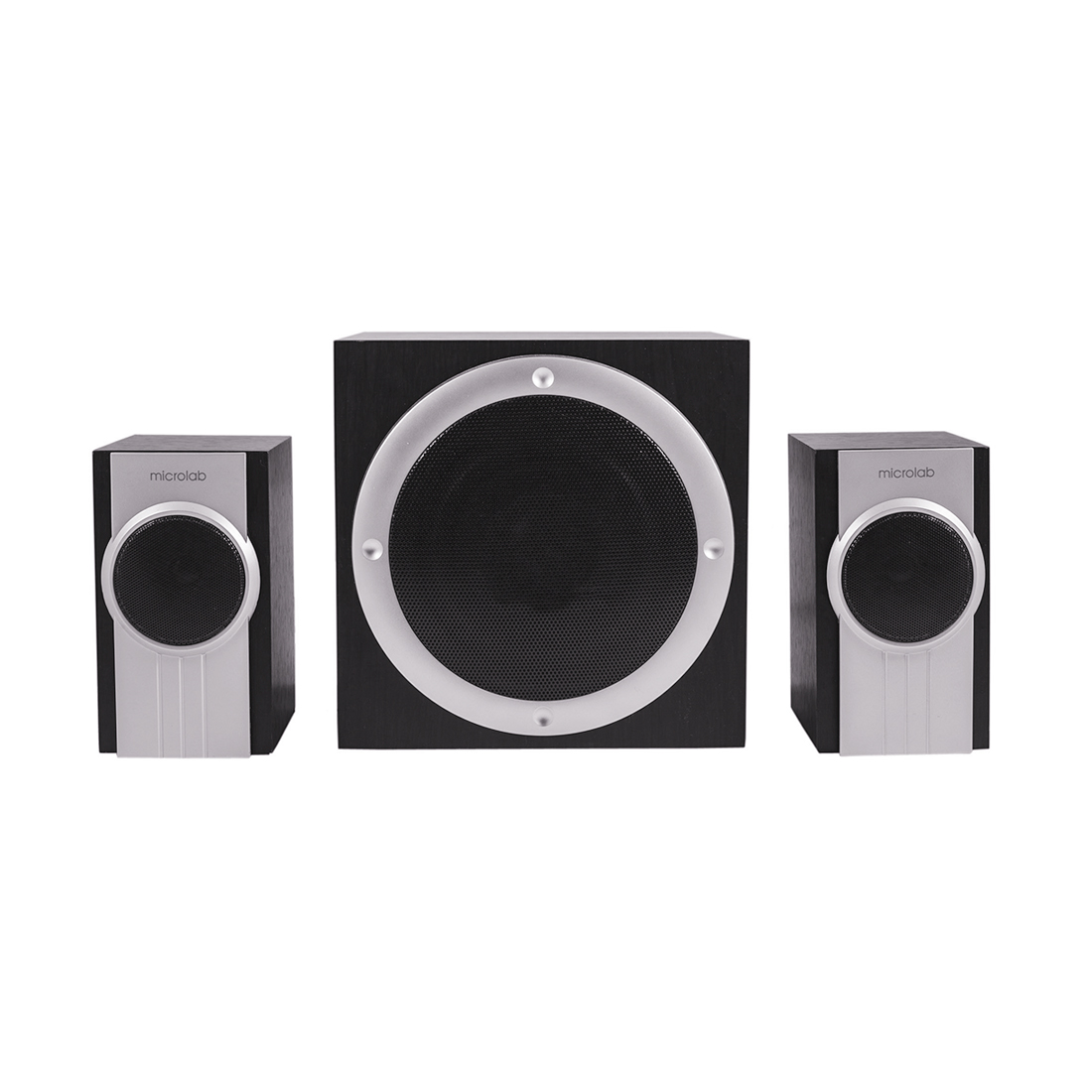 купить Акустическая система, Microlab, TMN-1, 2.1, 32Вт (9*2 14Вт), Вход 3,5 stereo socket, Выход 2RCA, Размер 135*95*165 мм., Чёрно-Серебристый в Алматы