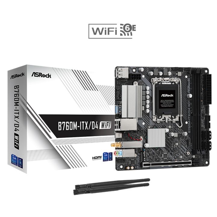 купить Материнская плата ASRock B760M-ITX/D4 WiFi LGA1700 2xDDR4 4xSATA RAID M.2 HDMI DP mITX в Алматы