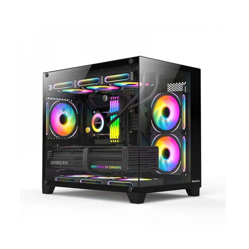 Купить Компьютерный корпус Huntkey S960 V2 StormX, 1xUSB2.0, 1xUSB3.0, HD-Audio, mATX/Mini ITX(BTF), Black в Алматы