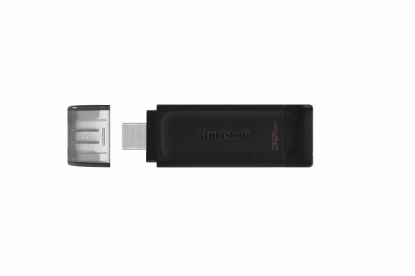 купить USB-С Flash Kingston 32Gb DT70, USB-С 3.2 Gen 1, DT70/32GB, Type С, Black в Алматы