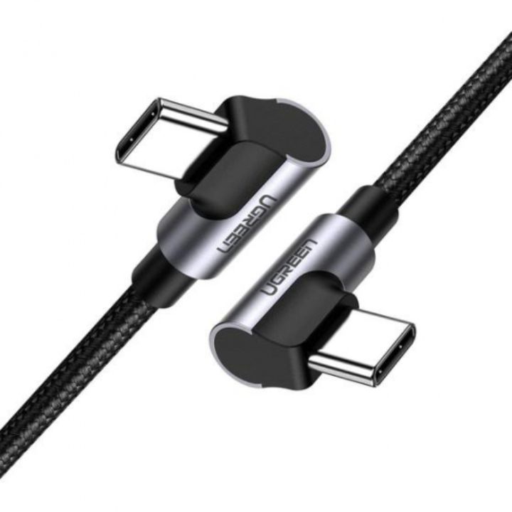 купить Кабель UGREEN US323 Angled USB-C Cable Aluminum Case with Braided 1m (Black) в Алматы