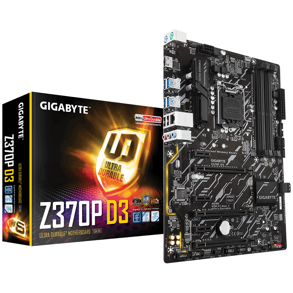 купить Сист. плата Gigabyte Z370P D3, Z370, S1151, 4xDDR4 DIMM, 3xPCIe x16, 3xPCIe x1, 6xSATA, M2, ATX, BOX в Алматы