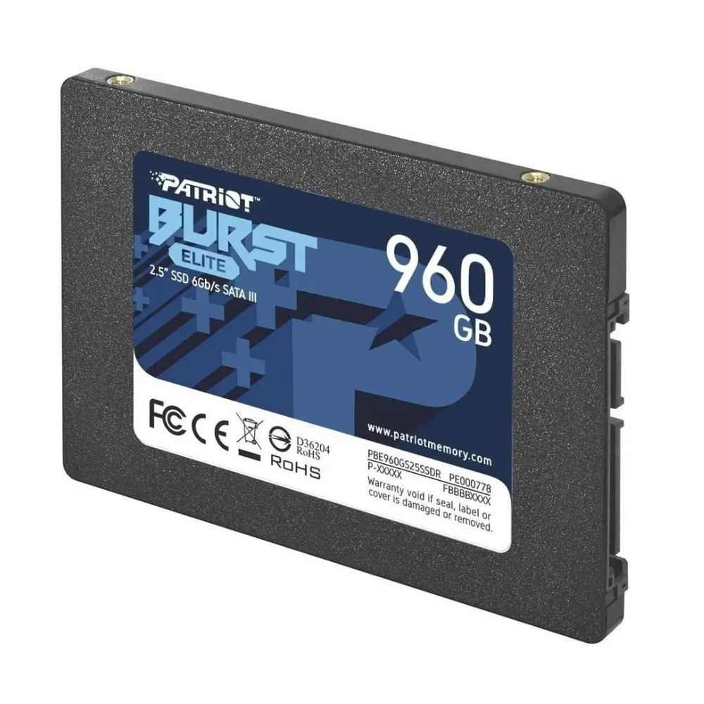 Купить SSD 960GB Patriot Burst Elite, 2.5*, read 450 MB/s, write 320 MB/s, SATA III, QLC PBE960GS25SSDR в Алматы