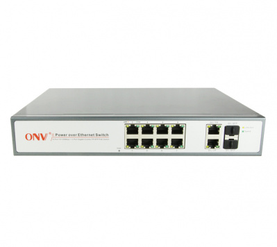 купить Коммутатор PoE  8-портовый ONV POE31108PFB <8 портов 10/100Mbps PoE 802.3af (max 15.4W на порт), 2 Gigabit Uplink TP Combo порт, 2 Gigabit Uplink SFP порта, коммутационая матрица 8,8Gbps, бюджет мощности PoE 130W> в Алматы