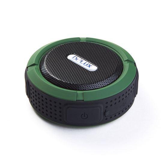 купить Колонки, Delux, DLS-Q11BB, Портативные, Bluetooth, Порт mini-USB, Поддержка *hands-free*, RMS 1W*2, Крепление в виде присоски, Карабин, Чёрно-зелёный в Алматы