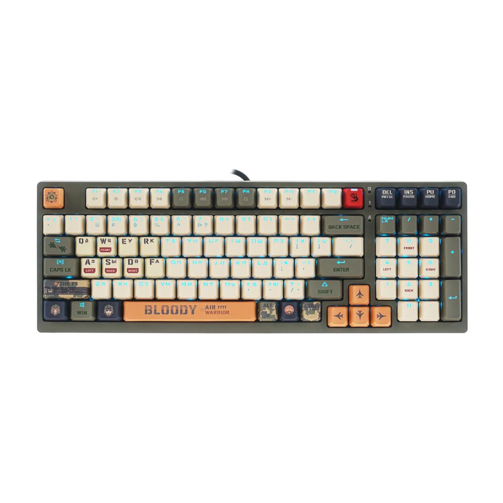 купить Клавиатура игровая Bloody S98-Aviator  USB/мех/1,8м/Зеленый в Алматы