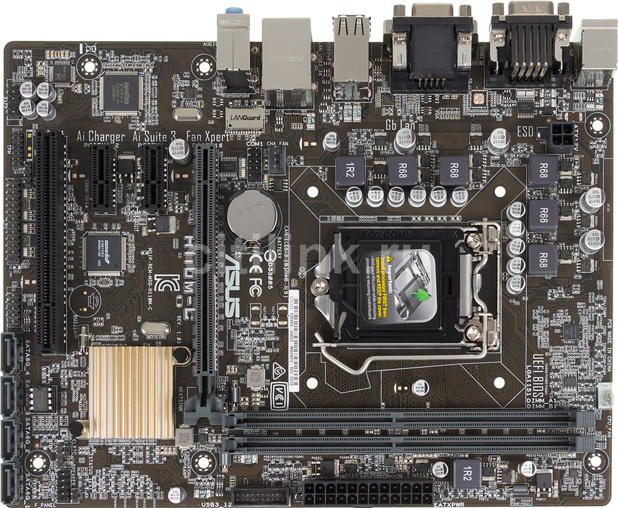 купить Материнская плата ASUS H110M-C LGA1151, iH110, 2xDDR4 2133Ghz, 4xSATA3, 1xPCIe3.0/2.0x1, 2xPCIe2.0x1, 1xPCI, 2xPS/2, 1xD-Sub, 1xDVI, 1xLAN, 1xCOM, 2xUSB3.0, 4xUSB2.0, 3xAudio jack(s), Realtek® ALC887 8-Channel High Definition Audio CODEC, mATX, BOX   в Алматы