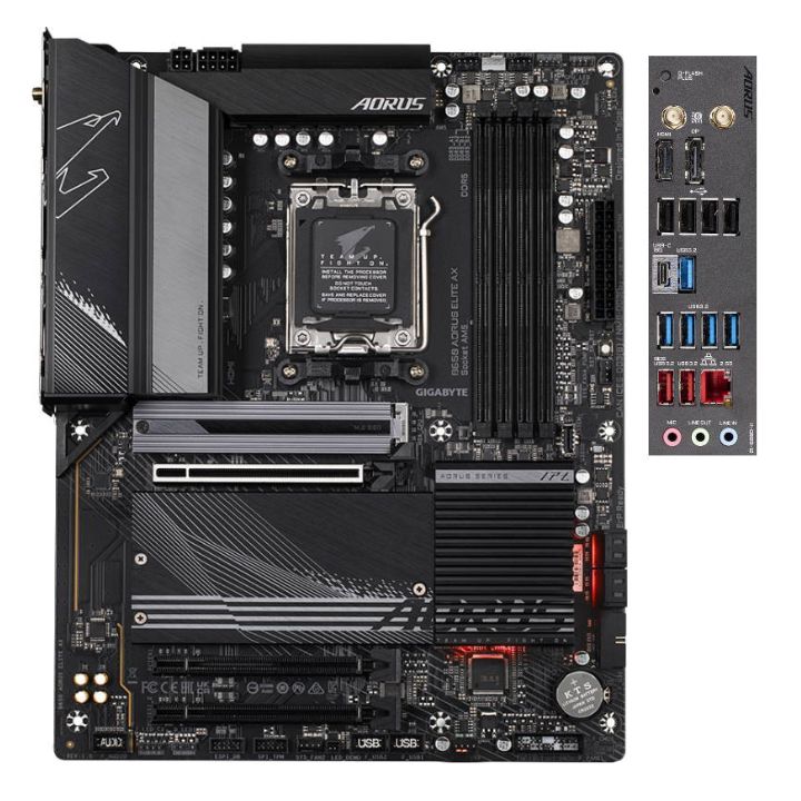 купить Материнская плата GIGABYTE B650AORUS ELITE AX, AM5 B650, DP+HDMI, 4xDDR5,2.5GbLAN, 4 SATA, 3xM2, ATX в Алматы