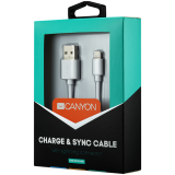 купить CANYON кабель, цвет - белый, разъем USB-Lightning, сертификат MFI/Apple, длина 1 м. в Алматы