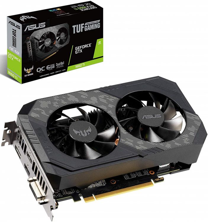 купить Видеокарта ASUS GeForce GTX1660Ti 6GB GDDR6 19bit 1xDVI 2xHDMI 2xDP HDCP, TUF-GTX1660TI-O6G-GAMING в Алматы
