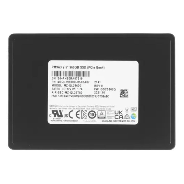 купить Твердотельный накопитель  960GB Samsung PM9A3 2.5" SATA R6500Mb/s W1500MB/s MZQL2960HCJR-00A07 в Алматы