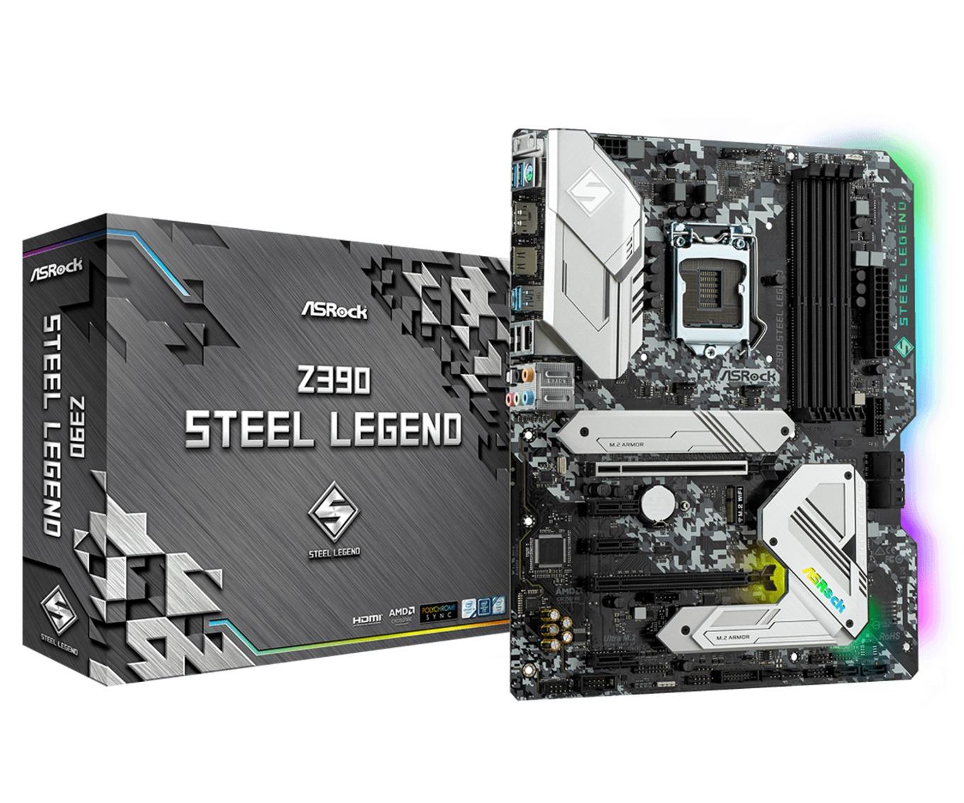 купить Материнская плата ASRock Z490 STEEL LEGEND LGA1200 4xDDR4 6xSATA RAID 2xUM.2 HDMI DP ATX в Алматы
