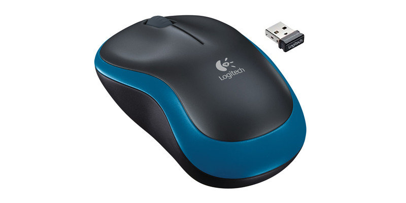 купить Мышь беспроводная Logitech M185 Blue (синяя, оптическая, 1000dpi, 2.4 GHz/USB-ресивер) в Алматы
