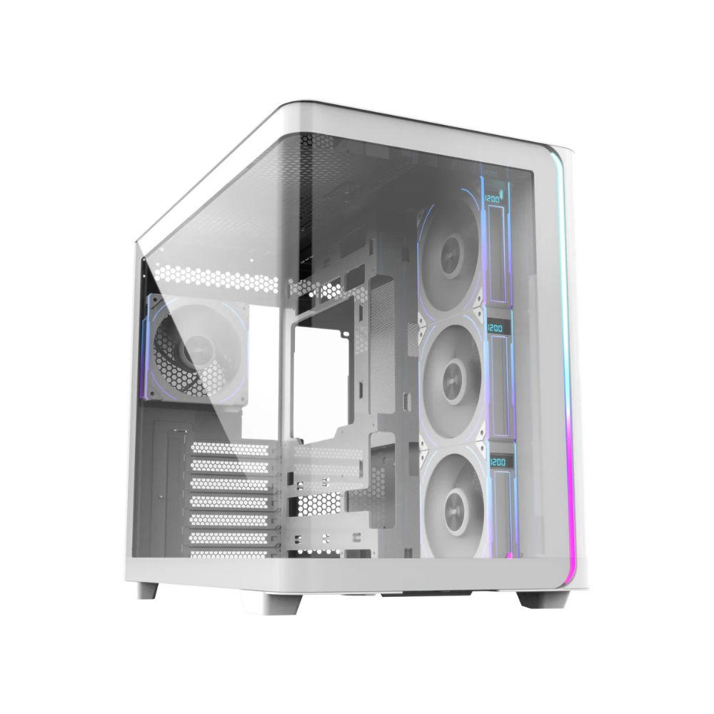 купить Корпус FSP M580-WP, Panoramic ATX Mid Tower, ATX(BTF), M-ATX, Mini-ITX, USB3.0 x 2, Type-C, Curved Glass, White в Алматы