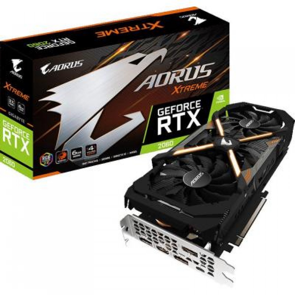 купить Видеокарта Gigabyte RTX 2060, GV-N2060AORUS X-6GC, 6GB GDDR6 192bit, Windforce 3xFan, 3xDP, HDMI BOX в Алматы