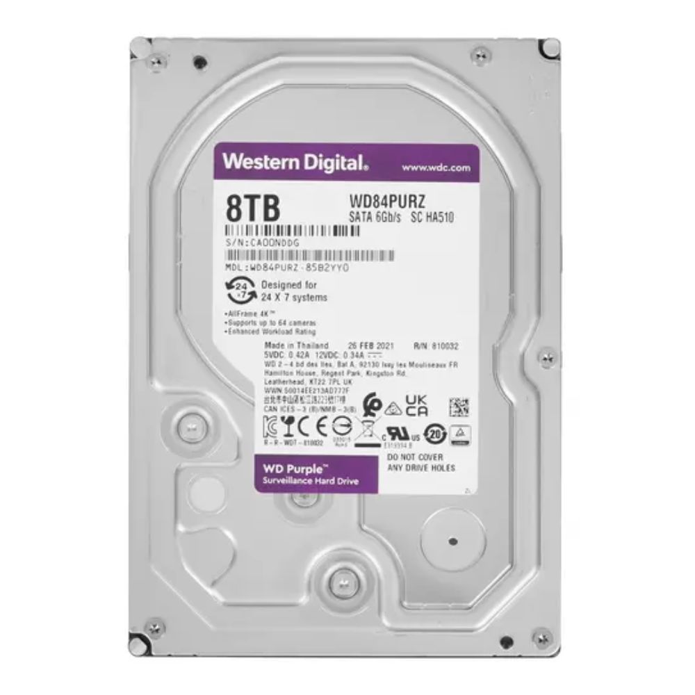 купить Жесткий диск для видеонаблюдения HDD  8Tb Western Digital Purple SATA3 128Mb 5640rpm 3,5" WD84PURZ в Алматы