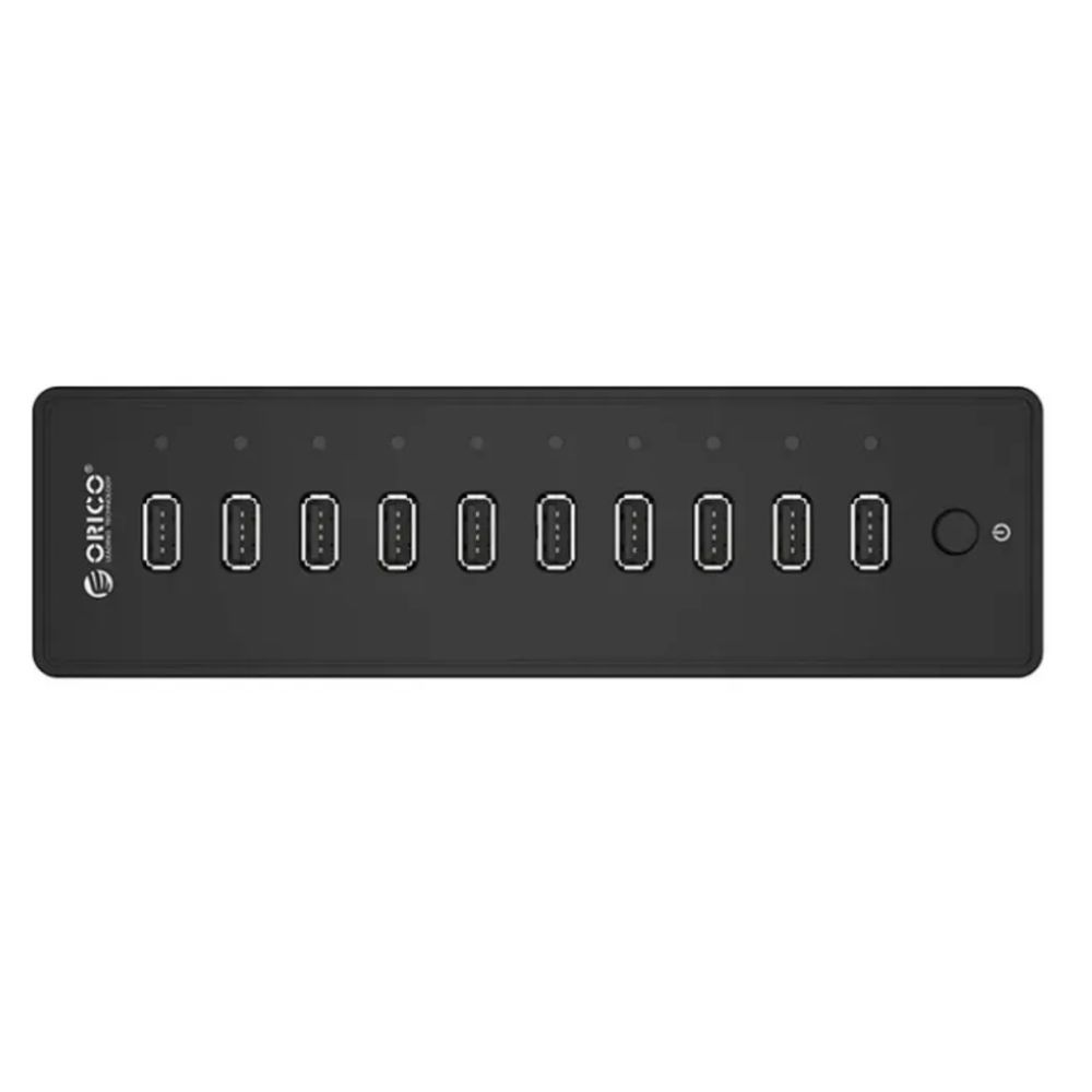 купить USB Хаб ORICO P10-U2-V1-EU-BK-BP <10 USB2.0, DC 12V 2.5A> V2 в Алматы