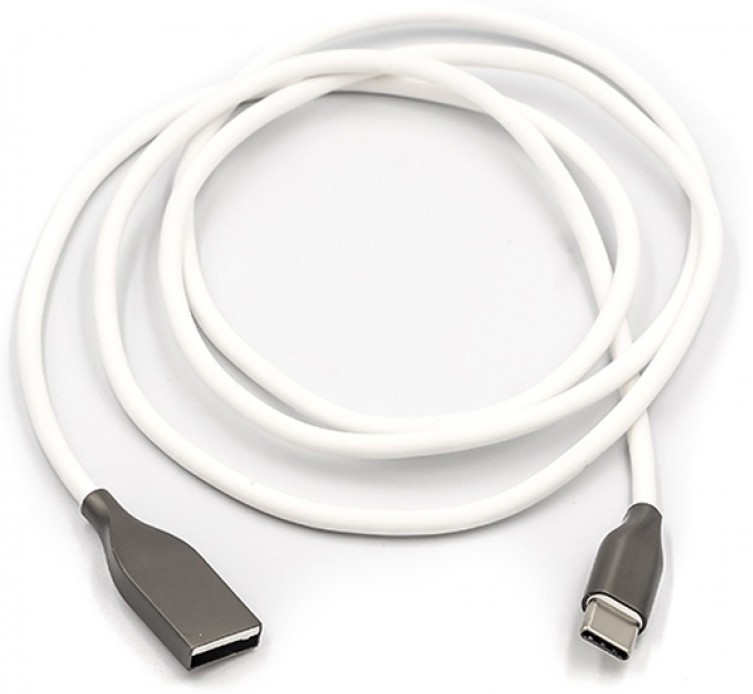 купить Кабель PowerPlant USB - Type-C, 2м, силикон, белый в Алматы