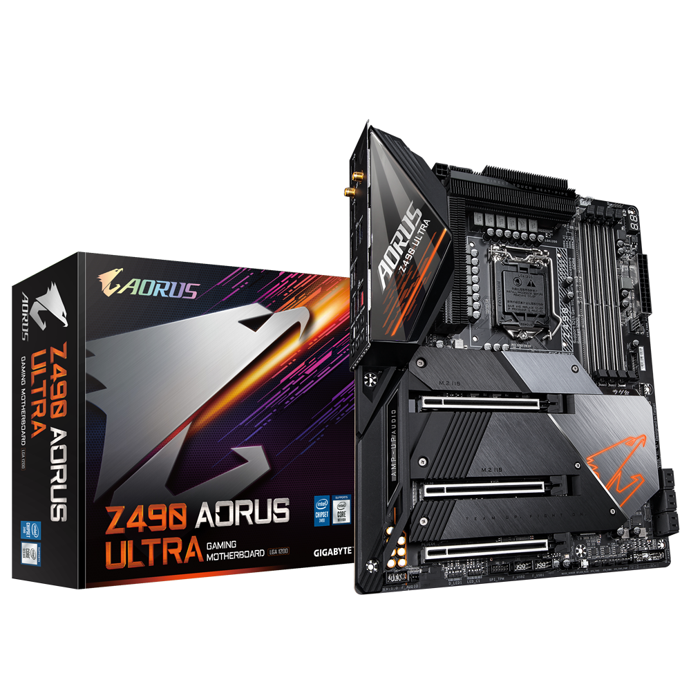купить Материнская плата GIGABYTE Z490 AORUS ULTRA G2, LGA1200, Z490 3xPCI-E, HDMI, GbLAN, WI-FI, 4DDR4,ATX в Алматы