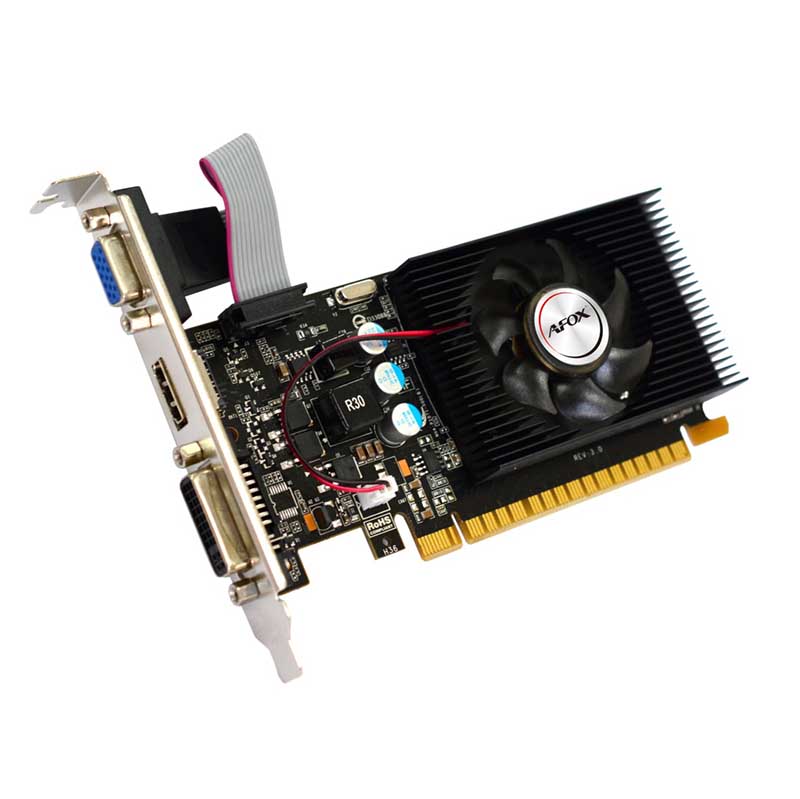 купить 1GB GT 210 DDR2 64-bit 668 MHz, 1308 MHz, HDMI, DVI-I, VGA, PCIex1.0x16, AFOX GT210 (AF210-1024D2LG2-V7) 1Fan, Mini-ITX compatable, заглушки в комплекте в Алматы