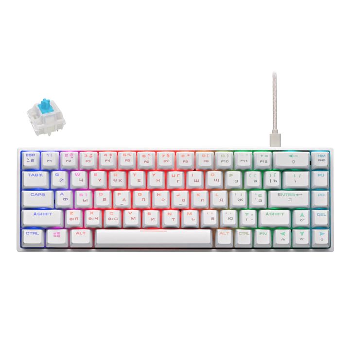 купить Клавиатура игровая 2E GAMING KG380 RGB 68key Gateron Blue Switch BT/USB White в Алматы