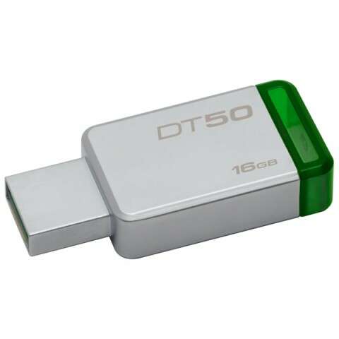 купить USB-накопитель, Kingston, DT50 16GB, USB 3.1, 5 Мб/сек, Серибристо-зеленый в Алматы