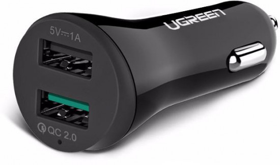 купить Автомобильное зарядное устройство Ugreen CD114 <BLACK, 2xUSB, 2.4A; 20757> в Алматы