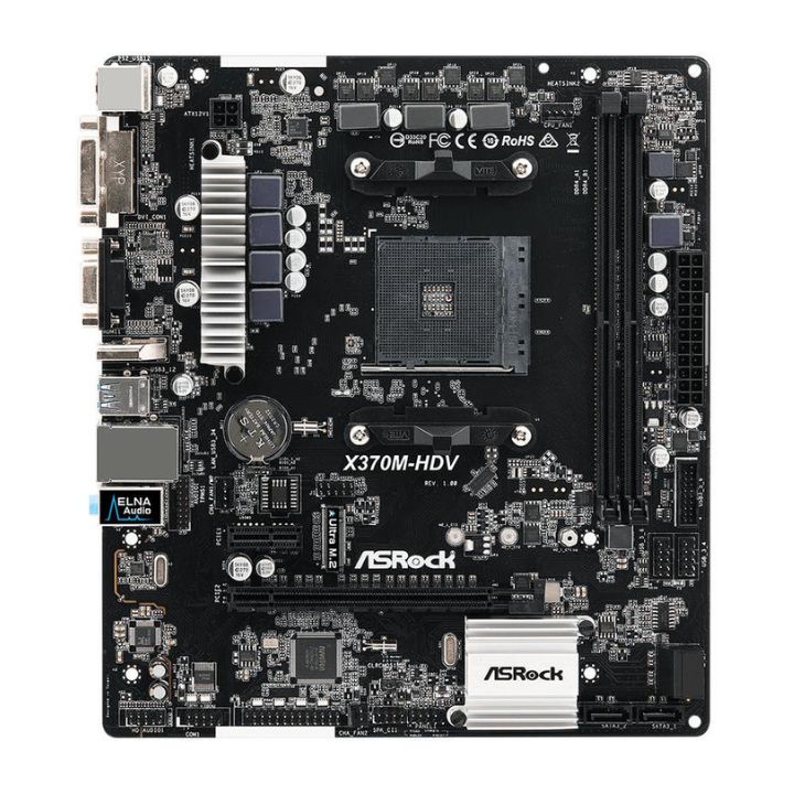 купить Материнская плата ASRock X370M-HDV R4.0 AM4 2xDDR4 4xSATA3 1xM.2 D-Sub DVI HDMI mATX в Алматы