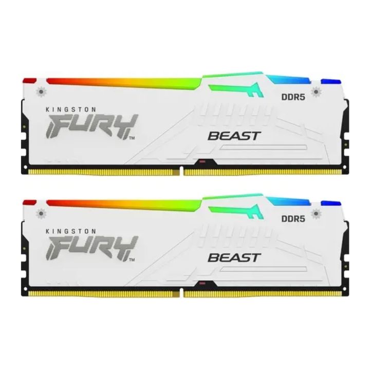 купить Комплект модулей памяти Kingston FURY Beast White RGB XMP KF552C40BWAK2-32 DDR5 32GB (Kit 2x16GB)&nbsp; в Алматы